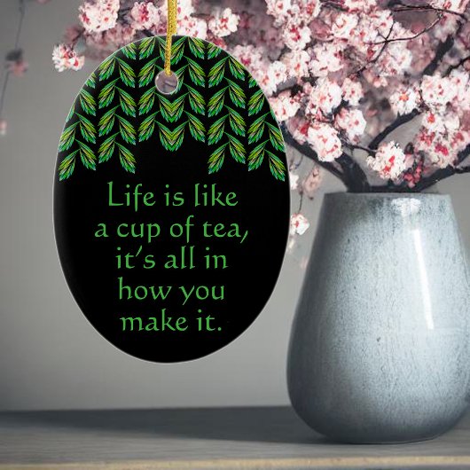 Neon green Blätter - Fraktal Art, irisches Sprichw Keramik Ornament