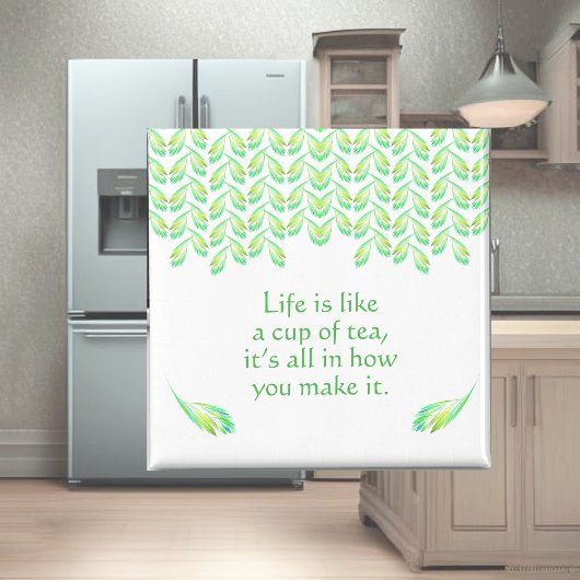 Neon green Blätter - Fraktal Art, irisches Sprichw Magnet