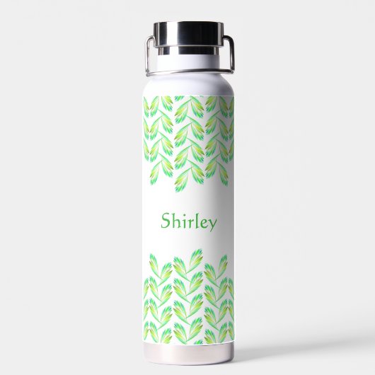 Neon green Blätter - Fraktal Art, irisches Sprichw Trinkflasche (Rückseite)