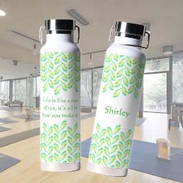 Neon green Blätter - Fraktal Art, irisches Sprichw Trinkflasche