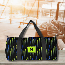 Neon Green Blue Abstrakt Geometric Gym Sports Duffle Bag