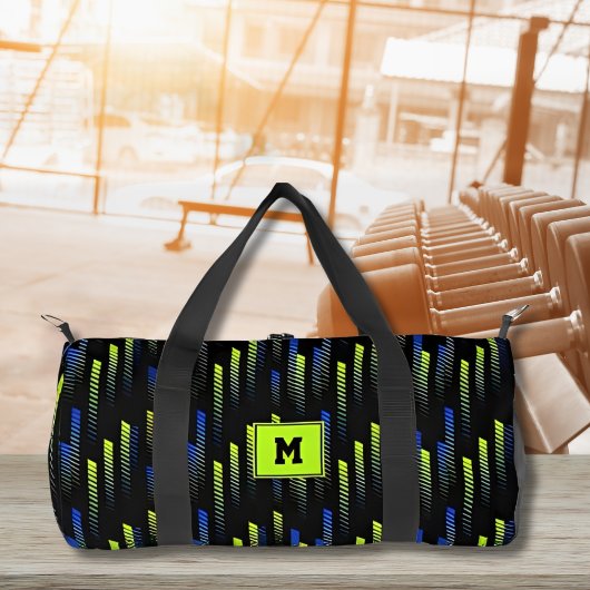 Neon Green Blue Abstrakt Geometric Gym Sports Duffle Bag
