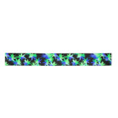 Neon Green & Blue Abstrakt Pattern Satinband (Vorderseite)