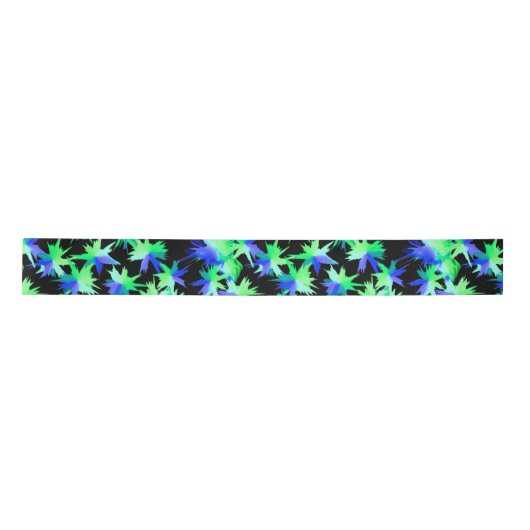 Neon Green & Blue Abstrakt Pattern Satinband (Vorderseite)