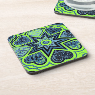 "Neon Green & Blue Liebe" Untersetzer