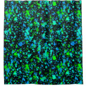 Neon Green Blue Paint Spritzer Retro Duschvorhang (Vorderseite)