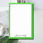 Neon Green Border Minimalistischer Name Post-it Klebezettel