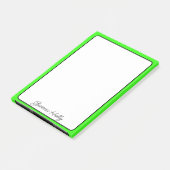 Neon Green Border Minimalistischer Name Post-it Klebezettel (angewinkelt)