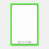 Neon Green Border Minimalistischer Name Post-it Klebezettel (Vorderseite)