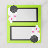 Neon Green Bowling Faltenlabel oder Platzkarten (Außenseite Aufgefaltet)