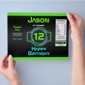 Neon Green Boy Birthday Party Chip Bag Wrapper Flyer (Hand)