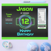 Neon Green Boy Birthday Party Chip Bag Wrapper Flyer (Einzeln)