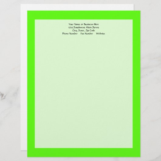 Neon Green Briefbogen (Vorne/Hinten)