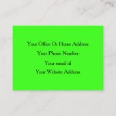 Neon Green Bright Colorful Modern Event Planner Visitenkarte (Rückseite)