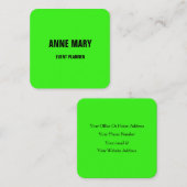 Neon Green Bright Colorful Wedding Event Planner2 Quadratische Visitenkarte (Vorne/Hinten)
