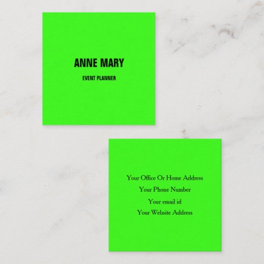 Neon Green Bright farbenfrohe Hochzeitsveranstaltu Terminkarte (Vorne/Hinten)
