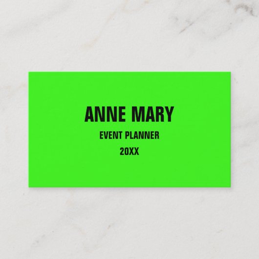 Neon Green Bright farbenfrohe Hochzeitsveranstaltu Visitenkarte (Vorderseite)