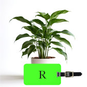 Neon Green Bright farbenfrohe Monogram Initial Tex Gepäckanhänger