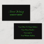 Neon Green Bright Script Makeup Artist Salon 2023 Visitenkarte (Vorne/Hinten)