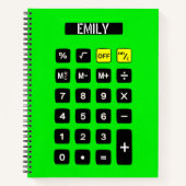 Neon Green Calculator mit Name Notizblock (Vorderseite)