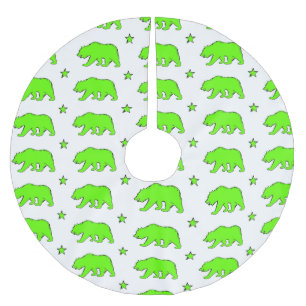 Neon green California Bär Baumstruktur Rock Polyester Weihnachtsbaumdecke