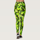 Neon Green Camouflage Pattern Gym Yoga Leggings (Rückseite)