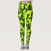 Neon Green Camouflage Pattern Gym Yoga Leggings (Vorderseite)
