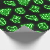 Neon Green Christmas auf Black Geschenkpapier (Ecke)