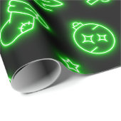 Neon Green Christmas auf Black Geschenkpapier (Rolleneckpunkt)