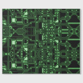 Neon Green Circuit Board | Benutzerdefiniert Geschenkpapier (Flach)