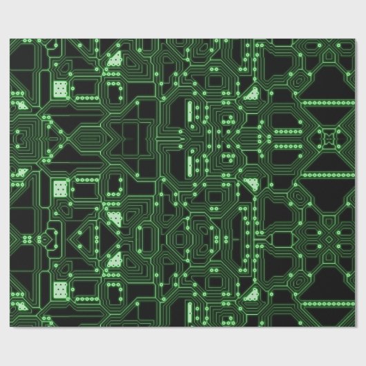 Neon Green Circuit Board | Benutzerdefiniert Geschenkpapier (Flach)