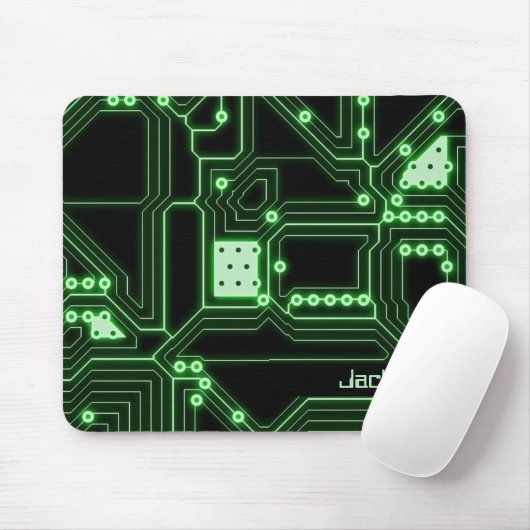 Neon Green Circuit Board | PERSONALISIERT Mousepad (Mit Mouse)