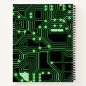 Neon Green Circuit Board | Personalisierte Spirale Notizblock (Rückseite)