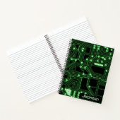 Neon Green Circuit Board | Personalisierte Spirale Notizblock (Innenseite)