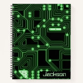 Neon Green Circuit Board | Personalisierte Spirale Notizblock (Vorderseite)
