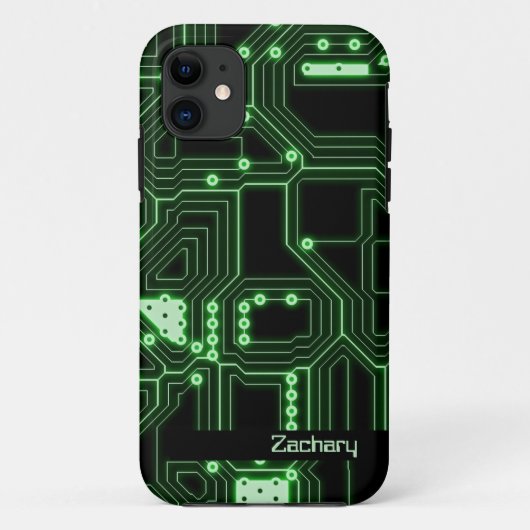 Neon Green Circuit Board | Personalisierter Fall Case-Mate iPhone Hülle (Rückseite)
