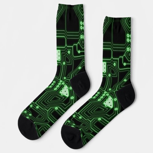 Neon Green Circuit Board Socken (Linkes Detail)
