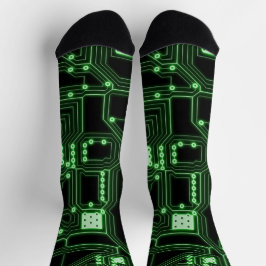 Neon Green Circuit Board Socken