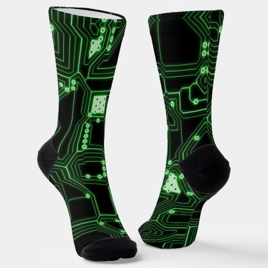 Neon Green Circuit Board Socken (Gewinkelt)