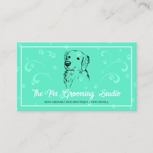 Neon Green Classy Art Haustier Hund Golden Retriev Visitenkarte (Vorderseite)