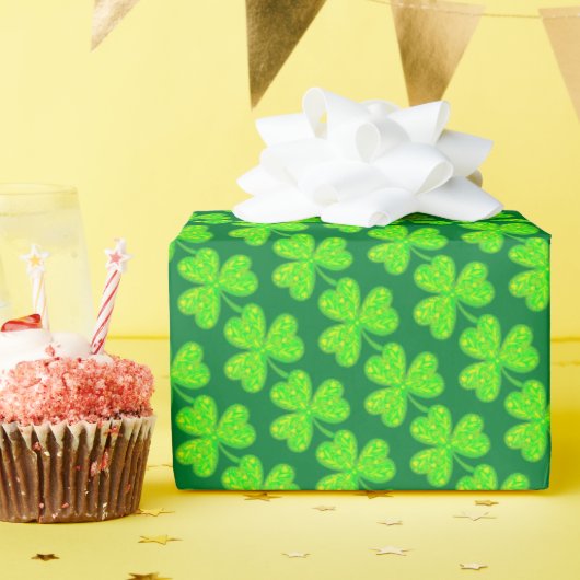 Neon Green Clover Musterpapier Geschenkpapier (Geburtstagsparty)
