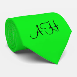 Neon Green Color Trendy Fashion Monogram Elegant Krawatte