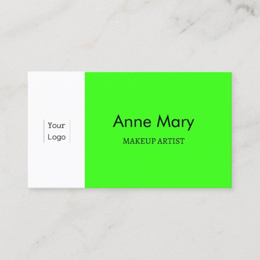 Neon Green Custom Logo Makeust Artist Salon Modern Visitenkarte (Vorderseite)
