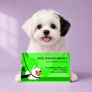 Neon green Dog Walker Service French Bulldog Visitenkarte