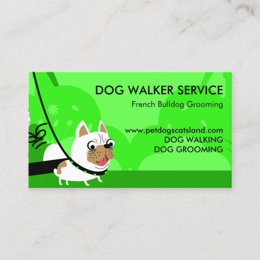 Neon green Dog Walker Service French Bulldog Visitenkarte (Vorderseite)