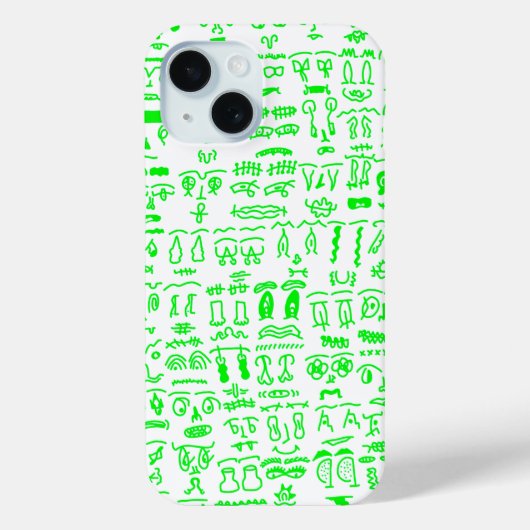 Neon Green Doodle iPhone Case – Abstract Line Art (Rückseite)