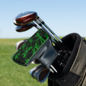 Neon Green Dragonflies Golf Headcover (In Situ)