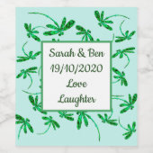 Neon Green Dragonflies Label Weinetikett (Einzelnes Label)