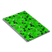Neon Green Floral Gothic Skull Notizblock (Rechte Seite)
