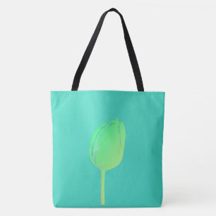Neon Green Floral Tulip Abstrakt Aquamarine Gabe Tasche